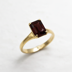 Natural Garnet Ring made in 18k Gold Vermeil with Natural Red Garnet in Solitaire setting, January Birthstone gift idea, symbolizes love, passion & commitment, ideal for everyday wear and perfect for birthday gifting and special occasions.