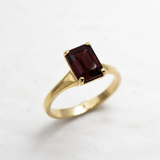 Natural Garnet Ring made in 18k Gold Vermeil with Natural Red Garnet in Solitaire setting, January Birthstone gift idea, symbolizes love, passion & commitment, ideal for everyday wear and perfect for birthday gifting and special occasions.