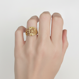 Elegant Gold Hamsa Hand Ring - Boho Style in 18k Gold Vermeil, perfect for daily wear and gifting on special occasions.
