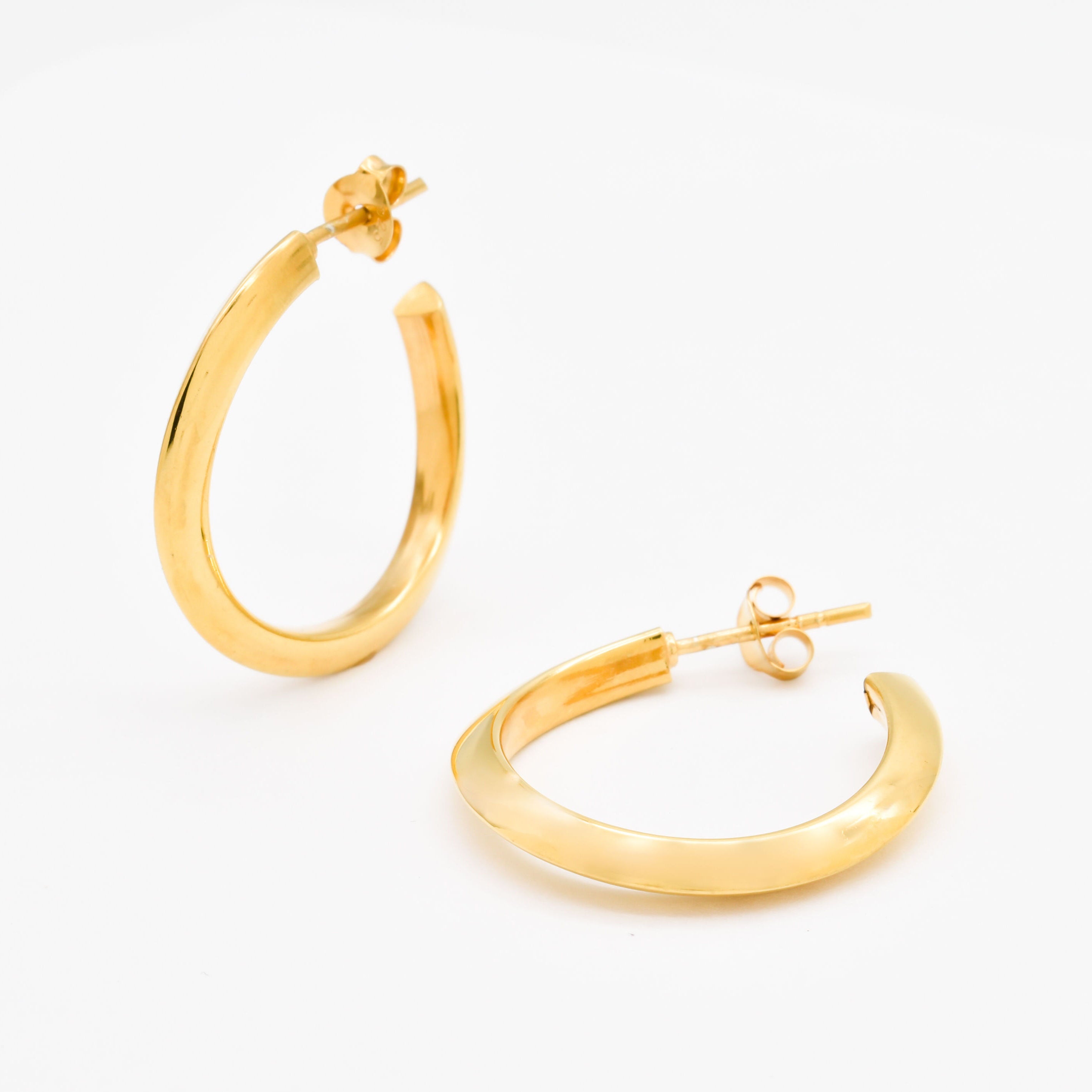 Gold Hoop Earrings, Round Huggie Earrings, Minimalist Gold Earrings