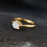Gold Moonstone Ring - Rainbow Moonstone Ring - June Birthstone Ring