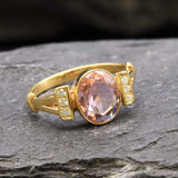 Gold Morganite Ring - Pink Engagement Ring, Pink Diamond Ring