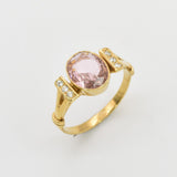 Gold Morganite Ring - Pink Engagement Ring, Pink Diamond Ring