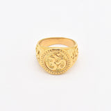 Gold Om Ring - Chunky Ohm Ring - Buddhist Meditation Ring
