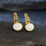 Gold Opal Earrings - Natural Australian Opal, Bridal Opal Earrings