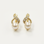 Natural Pearl Earrings made in 18k Gold Vermeil with Natural White Pearl in Bezel setting, June Birthstone gift idea, symbolizes purity and integrity, ideal for everyday wear and perfect for birthday gifting and special occasions.