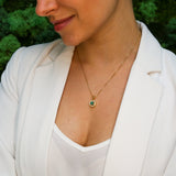 Gold Peridot Pendant - Natural Peridot Necklace - Round Dainty Green Pendant