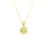 Gold Peridot Pendant - Natural Peridot Necklace - Round Dainty Green Pendant