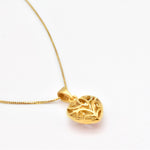 Heart Pendant crafted in 18k Yellow Gold Vermeil over solid 925 sterling silver, in a filigree pattern. Heart charm necklace perfect for everyday wear, ideal as valentine's day gift, or mother's day present. Gold puffed heart necklace.