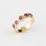Created Ruby Ring made in 18k Gold Vermeil with Round Created Red Ruby in Flush setting, July Birthstone gift idea, symbolizes nobility, purity, and passion, ideal for everyday wear and perfect for birthday gifting and special occasions.