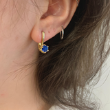 Gold Sapphire Earrings - Blue Drop Earrings - Dainty Vintage Studs