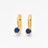 Gold Sapphire Earrings - Blue Drop Earrings - Dainty Vintage Studs