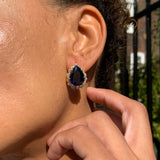 Elegant 18k Gold Vermeil Sapphire Earrings, featuring created blue sapphires, perfect for birthdays and special occasions.