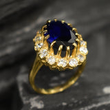 Stunning Halo Sapphire Ring in 18k Gold Vermeil, a meaningful September birthstone gift for any occasion.