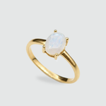 Natural Moonstone Ring made in 18k Gold Vermeil with Oval Natural Rainbow Moonstone in Prong setting, June Birthstone gift idea, symbolizes hope, healing, and protection, ideal for everyday wear and perfect for birthday gifting and special occasions.