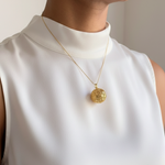 Elegant Gold Sphere Pendant featuring the Flower of Life design, crafted in 18k Gold Vermeil for everyday elegance.