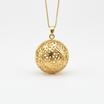 Gold Sphere Pendant - Flower of Life Necklace, Gold Ball Charm made in 18k Gold Vermeil. Ideal for everyday wear and perfect for birthday gifting and special occasions.