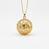 Gold Sphere Pendant - Flower of Life Necklace, Gold Ball Charm made in 18k Gold Vermeil. Ideal for everyday wear and perfect for birthday gifting and special occasions.