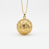 Gold Sphere Pendant - Flower of Life Necklace, Gold Ball Charm made in 18k Gold Vermeil. Ideal for everyday wear and perfect for birthday gifting and special occasions.