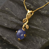 Tanzanite Pendant - Blue Leaf Necklace - Blue Drop Necklace