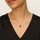 Ruby pendant in 18k gold vermeil, featuring a stunning oval created red ruby, perfect for July birthdays and special occasions.