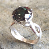 Green Diamond Ring - Statement Solitaire Ring - Large Round Ring