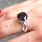 Green Diamond Ring - Statement Solitaire Ring - Large Round Ring
