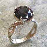 Green Diamond Ring - Statement Solitaire Ring - Large Round Ring
