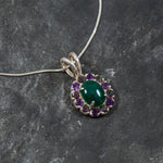 Created Emerald Pendant in 925 Sterling Silver, showcasing a stunning Halo setting—ideal for May birthdays and everyday elegance.