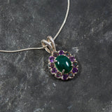 Created Emerald Pendant in 925 Sterling Silver, showcasing a stunning Halo setting—ideal for May birthdays and everyday elegance.