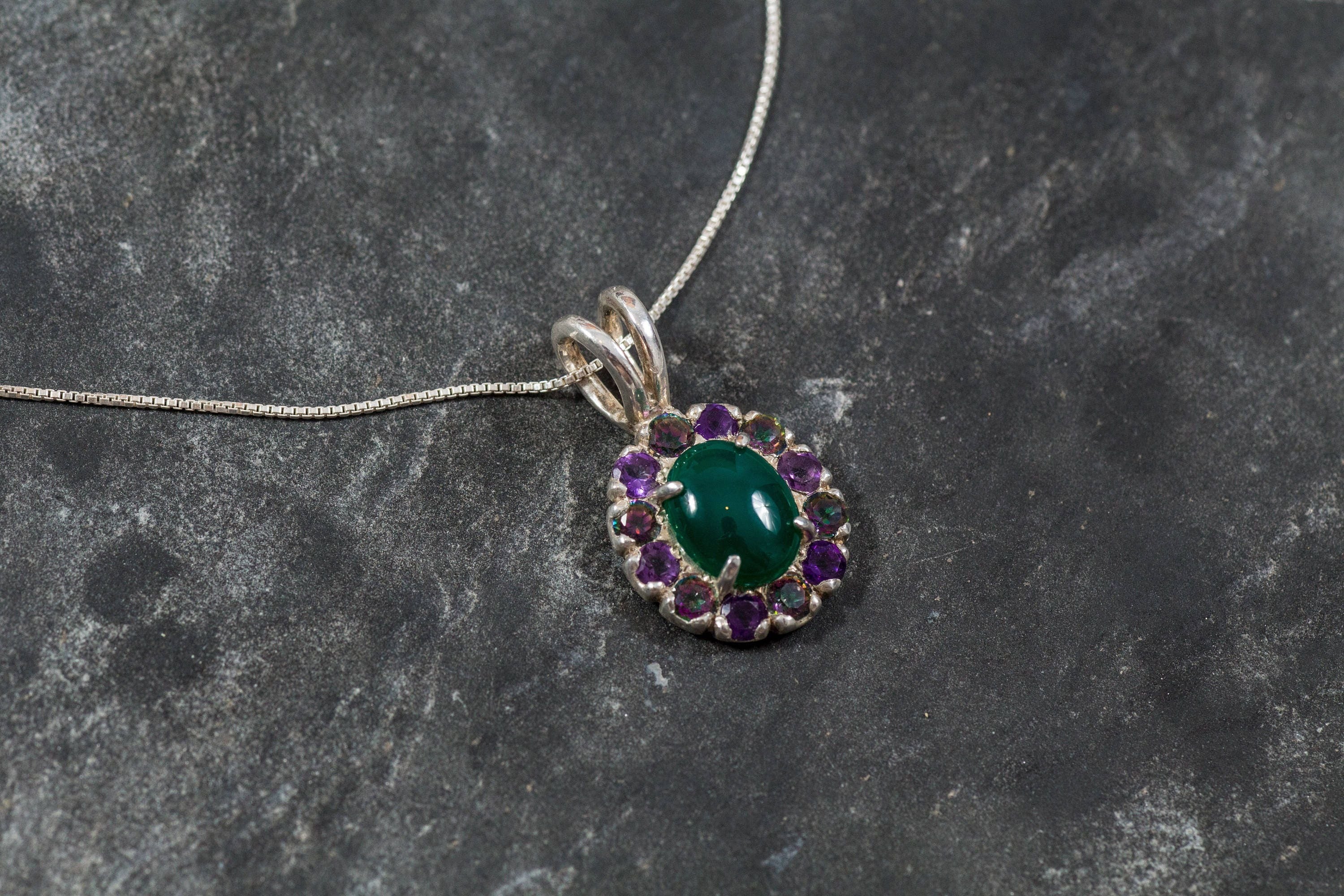 Created Emerald Pendant in 925 Sterling Silver, showcasing a stunning Halo setting—ideal for May birthdays and everyday elegance.