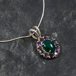 Created Emerald Pendant made in 925 Sterling Silver with Oval Created Green Emerald in Halo setting, May Birthstone gift idea, symbolizes, ideal for everyday wear and perfect for birthday gifting and special occasions.