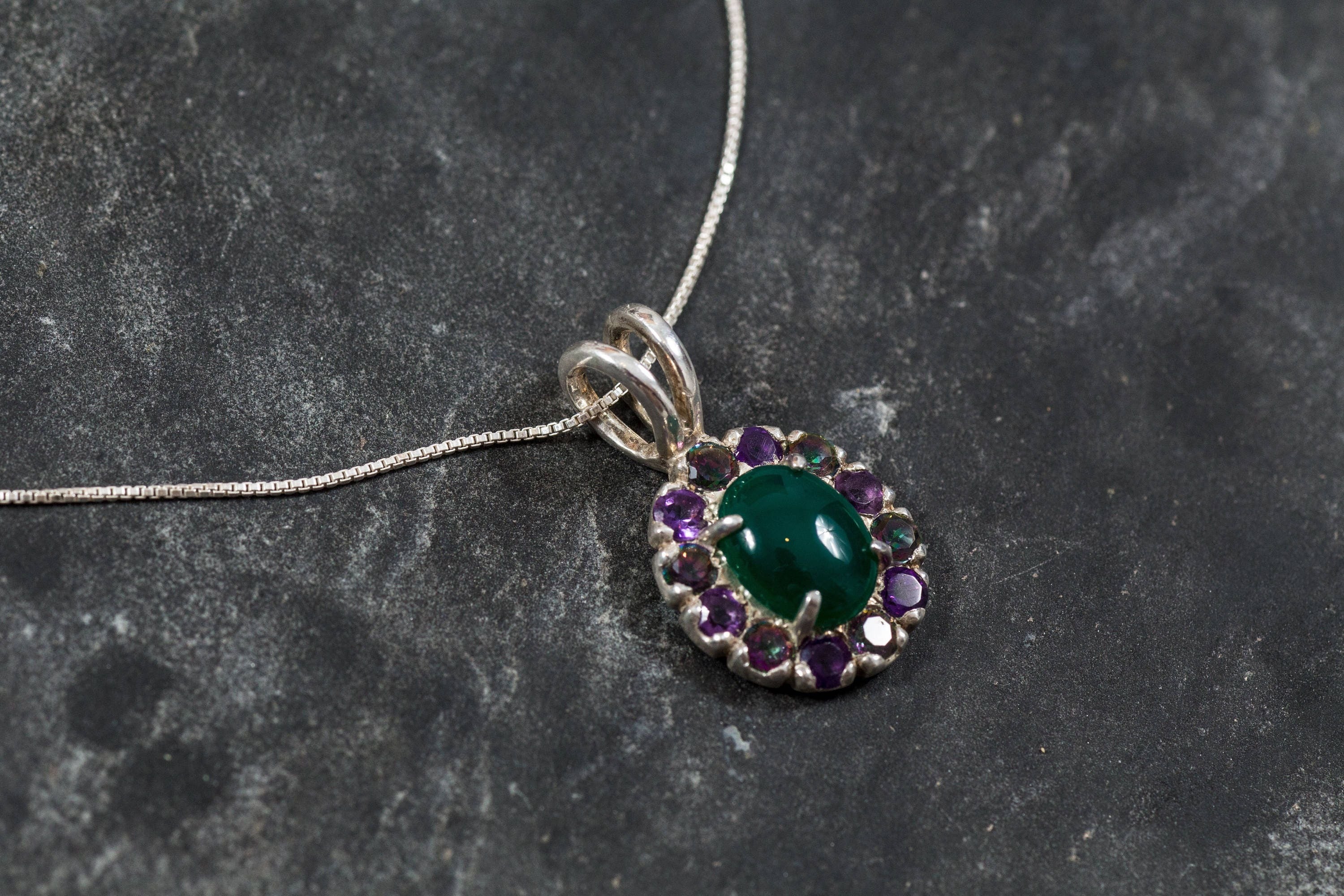 Created Emerald Pendant made in 925 Sterling Silver with Oval Created Green Emerald in Halo setting, May Birthstone gift idea, symbolizes, ideal for everyday wear and perfect for birthday gifting and special occasions.
