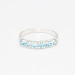 Half Eternity Ring set with Blue Topaz Gemstones, in solid 925 Sterling Silver