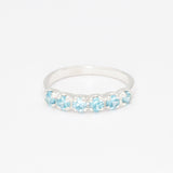 Half Eternity Ring set with Blue Topaz Gemstones, in solid 925 Sterling Silver