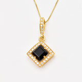 A timeless Onyx Necklace with sterling halo, perfect for Mother's Day.

