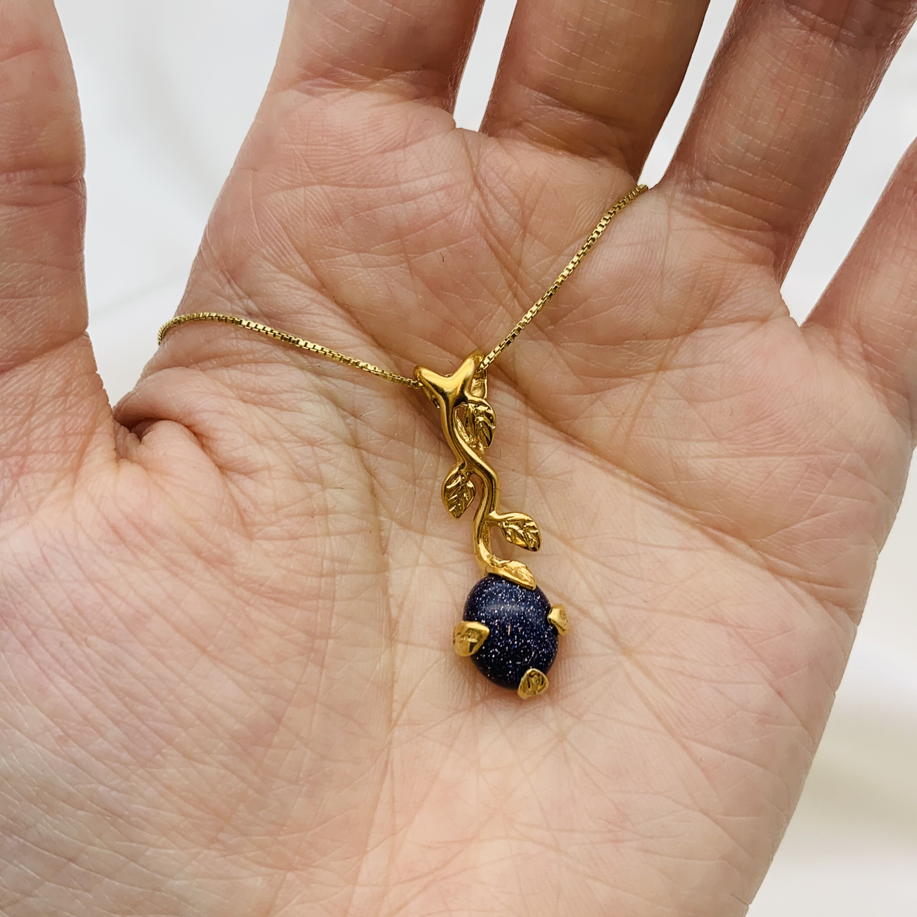 Sandstone Pendant, Natural Sandstone, Sandstone Flower Pendant, Blue Leaf Pendant, Branch Pendant, Blue Flower Pendant, Floral Pendant, Gift For Her