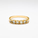 Handcrafted Blue Topaz Gold Ring, Half Eternity Band, Gold Stackable Ring