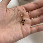 Handcrafted Garnet Cross Pendant, Gold Garnet Necklace, Small Cross Necklace