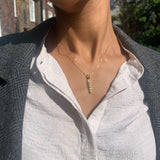 Handcrafted Gold Opal Pendant, Fire Opal Necklace, Vertical Opal Pendant