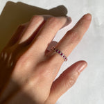 Handcrafted Silver Alexandrite Ring, Pink Eternity Ring, Pink Stackable Band