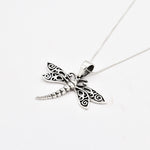 Handcrafted Silver Dragonfly Necklace, Insect Necklace, Vintage Dragonfly Pendant