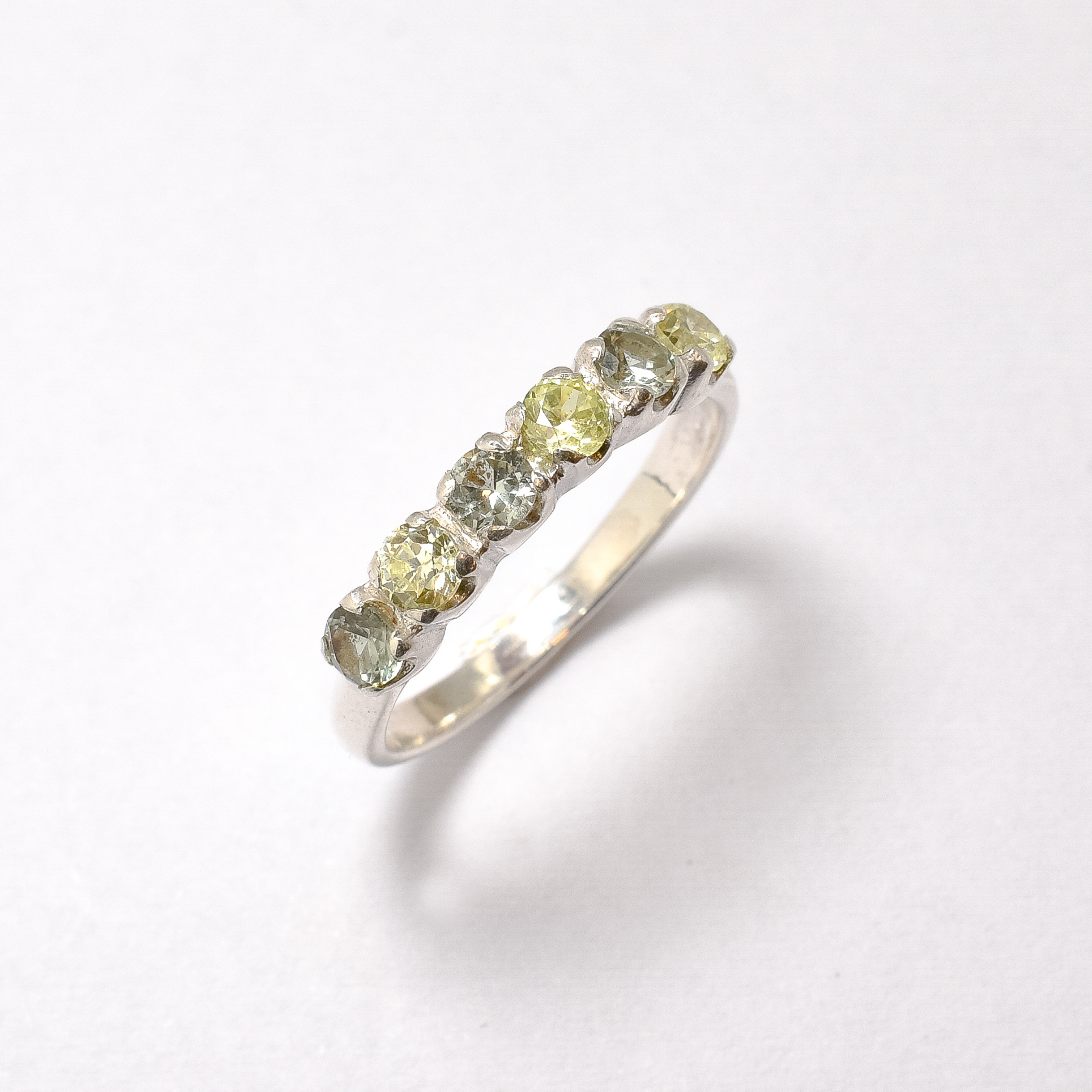Silver Peridot Ring, Half Eternity Band, Multi Stone Ring
