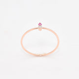 Handcrafted 14k Solid Rose Gold Ring with Natural Diamond, and Natural Ruby Gemstones, for minimalist jewelry.