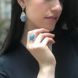 Aquamarine Earrings, Natural Aquamarine, Hamsa Earrings, Heavy Silver Earrings, Inspirational Earrings, Statement Earrings, Lotus Earrings
