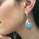 Aquamarine Earrings, Natural Aquamarine, Hamsa Earrings, Heavy Silver Earrings, Inspirational Earrings, Statement Earrings, Lotus Earrings