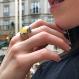 Milky Amber Ring, Natural Amber Ring, Statement Ring, Yellow Ring, Leaf Ring, Artistic Ring, Flower Ring, Taurus Ring, Solid Silver Ring