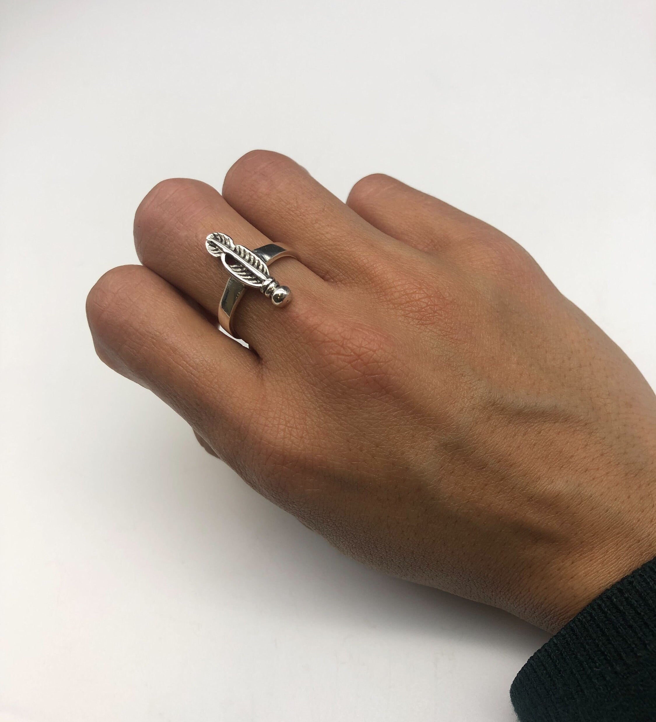 Silver Feather Ring, Plume Ring, Minimalist Ring, Original Feather Ring, Silver Ring, Feather Band, Vintage Feather Ring