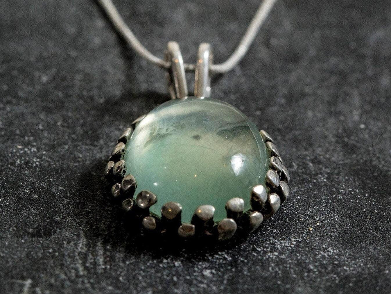 Prehnite Pendant, Artistic Pendant, Natural Prehnite, Unique Pendant, May Birthstone, May Pendant, Green Pendant, Solid Silver Pendant, 925