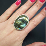 Large Malachite Ring, Malachite Ring, Natural Malachite, Green Vintage Rings, Large Stone Ring, Green Stone Ring, Solid Silver, Malachite